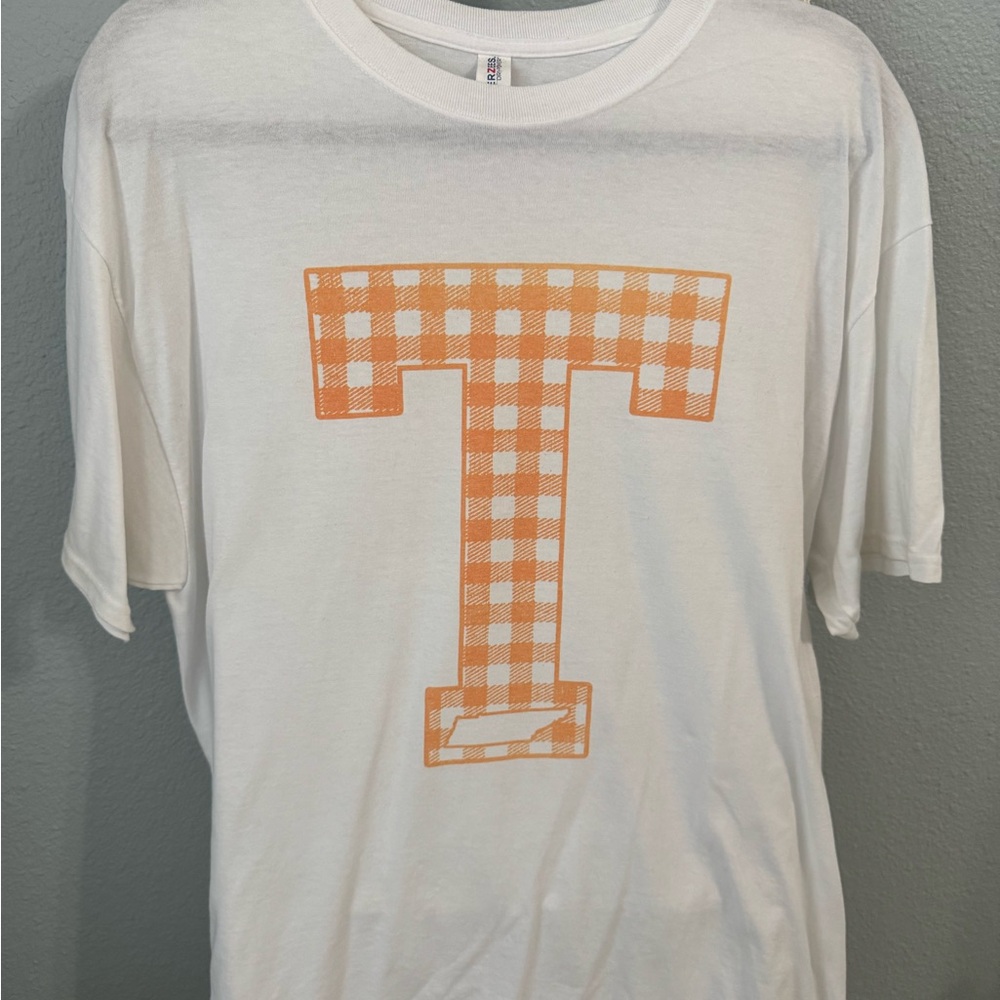 White Tennessee Checkered Power T Crewneck T-Shirt